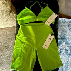 ALO sports bra and biker bottom